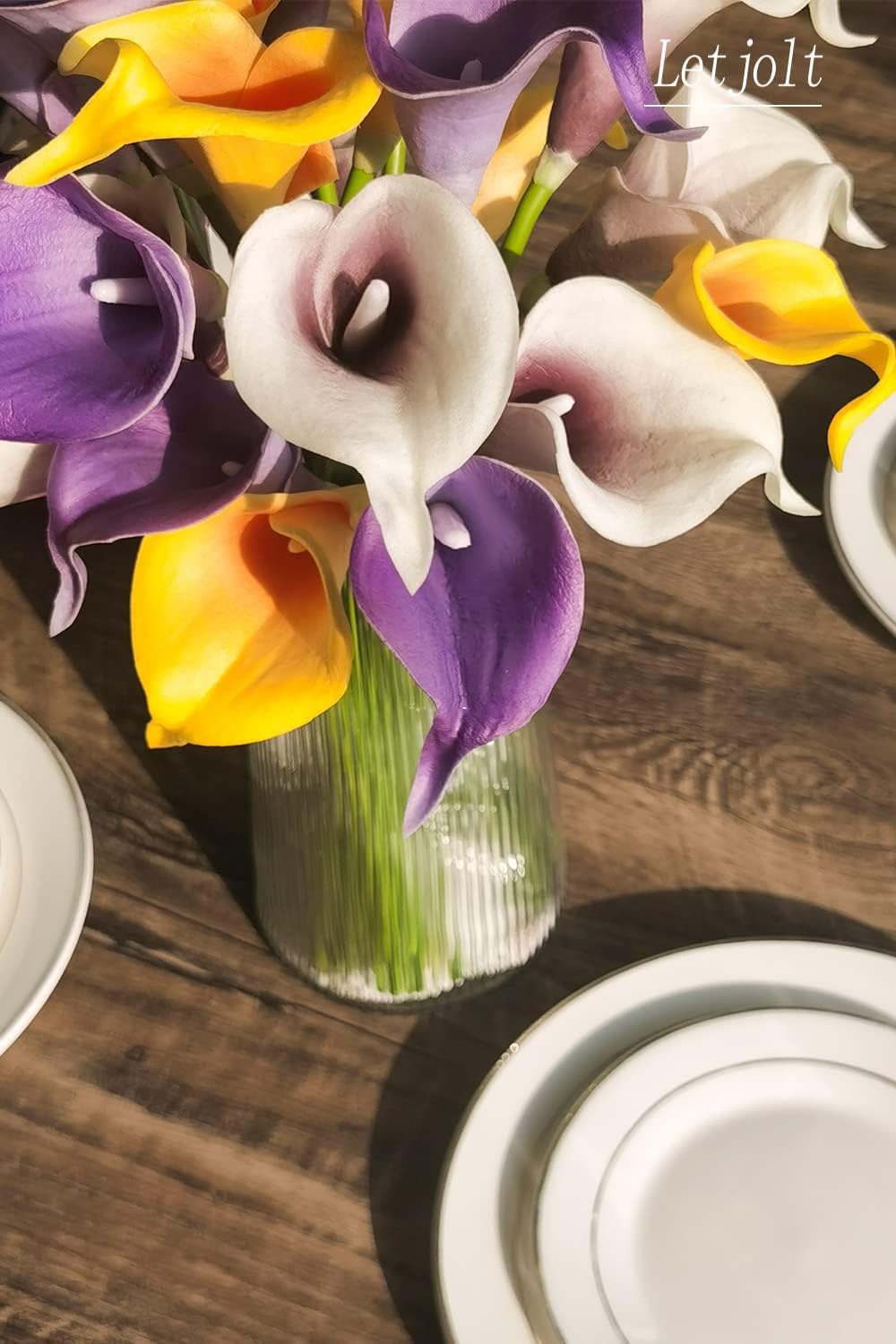 Calla Lily Purple Artificial Flowers 12Pcs Table Flower Decor Faux Calla Lilies Bouquet for Wedding Bride Shower Home Decoration, Purple