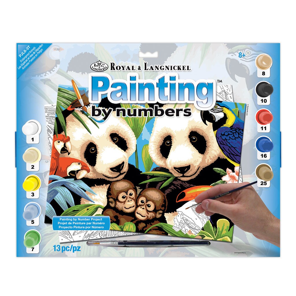 PJL8 | Painting by numbers&#x2122; 13pc 11.25&#x22; x 15.375&#x22; Endangered Animals Painting Project