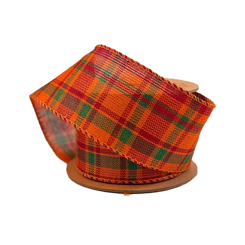 LaRibbons 2 1/2&#x22; Wired Ribbon | &#x22;Harvest Plaid&#x22; Rust/Multi | 10 Yard Roll