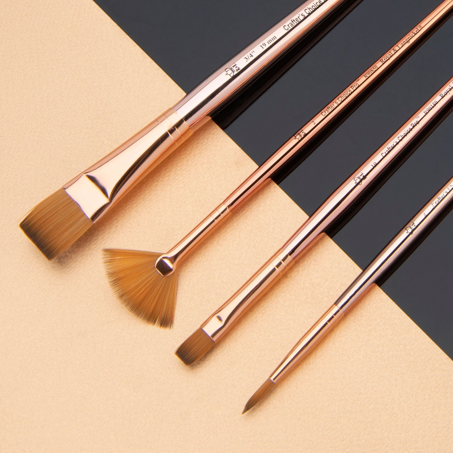 RCC PRO102-ZP | Crafter's Choice™ Pro 4pc Synthetic Sable Variety Brush Set