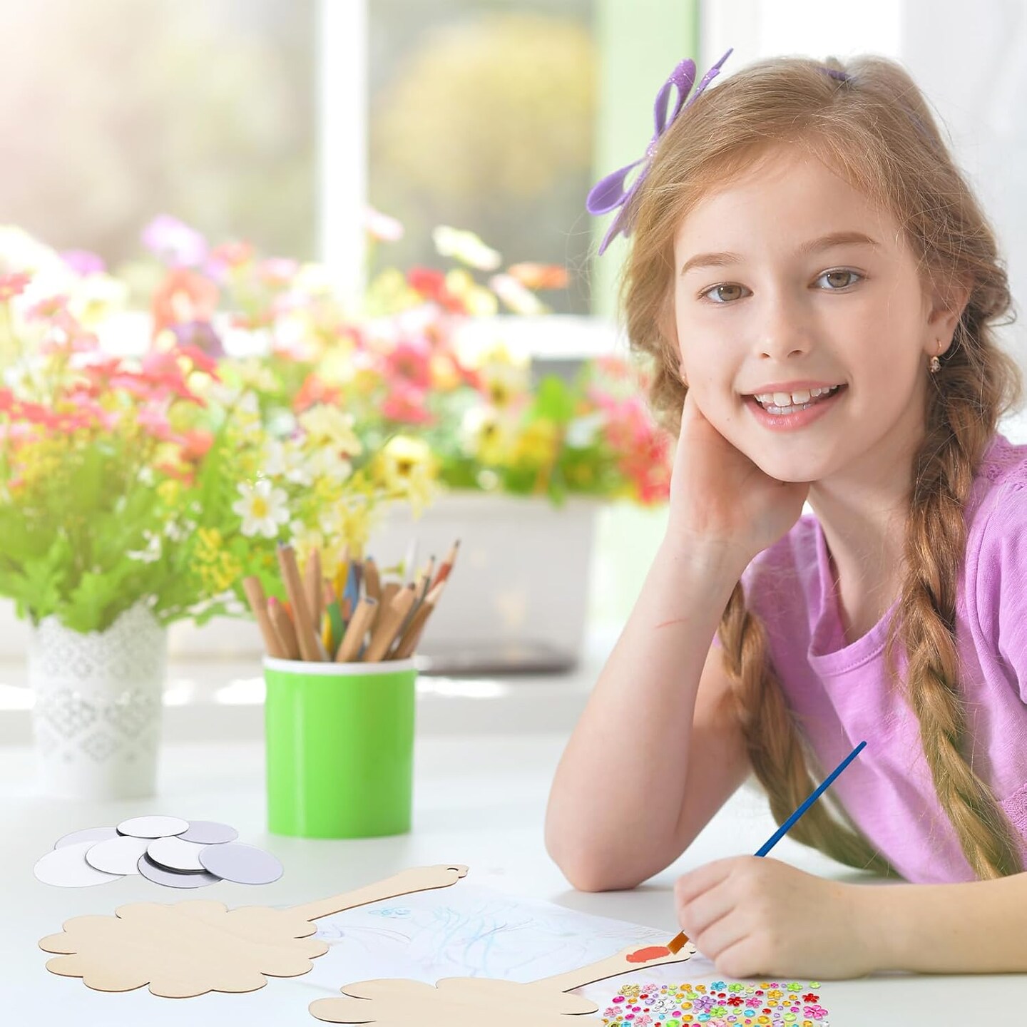 10 Pack Wooden Mirror Craft for Kids