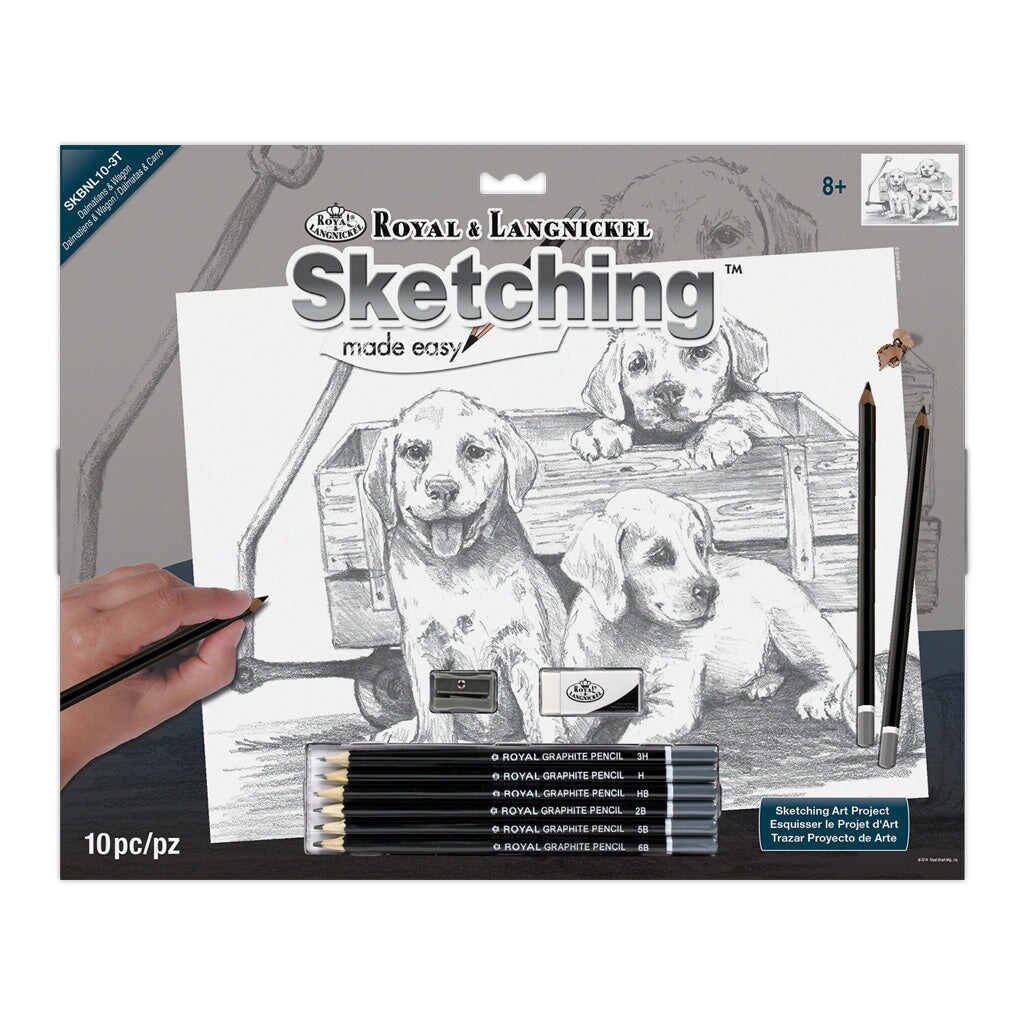 SKBNL10 | Sketching Made Easy™ Puppies & Wagon 10pc 11.25" x 15.375" Sketching Art Project
