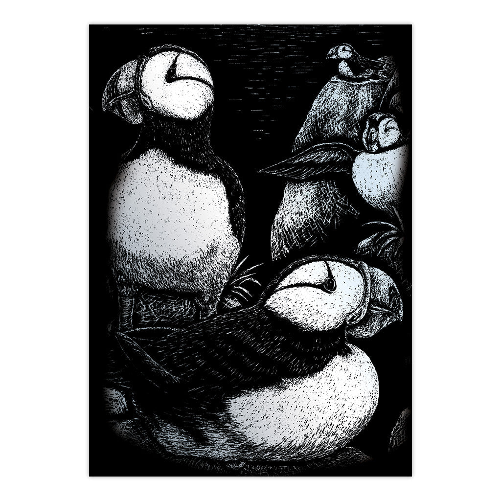 SILMIN-103 | Engraving Art&#x2122; 5&#x22; x 7&#x22; Oceanside Puffins Silver Foil Project