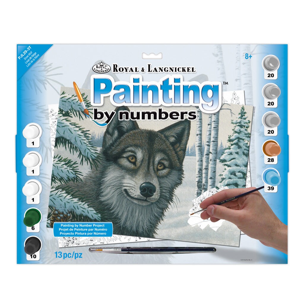 PJL29 | Painting by numbers™ 13pc 11.25" x 15.375" Snow Wolf Painting Project