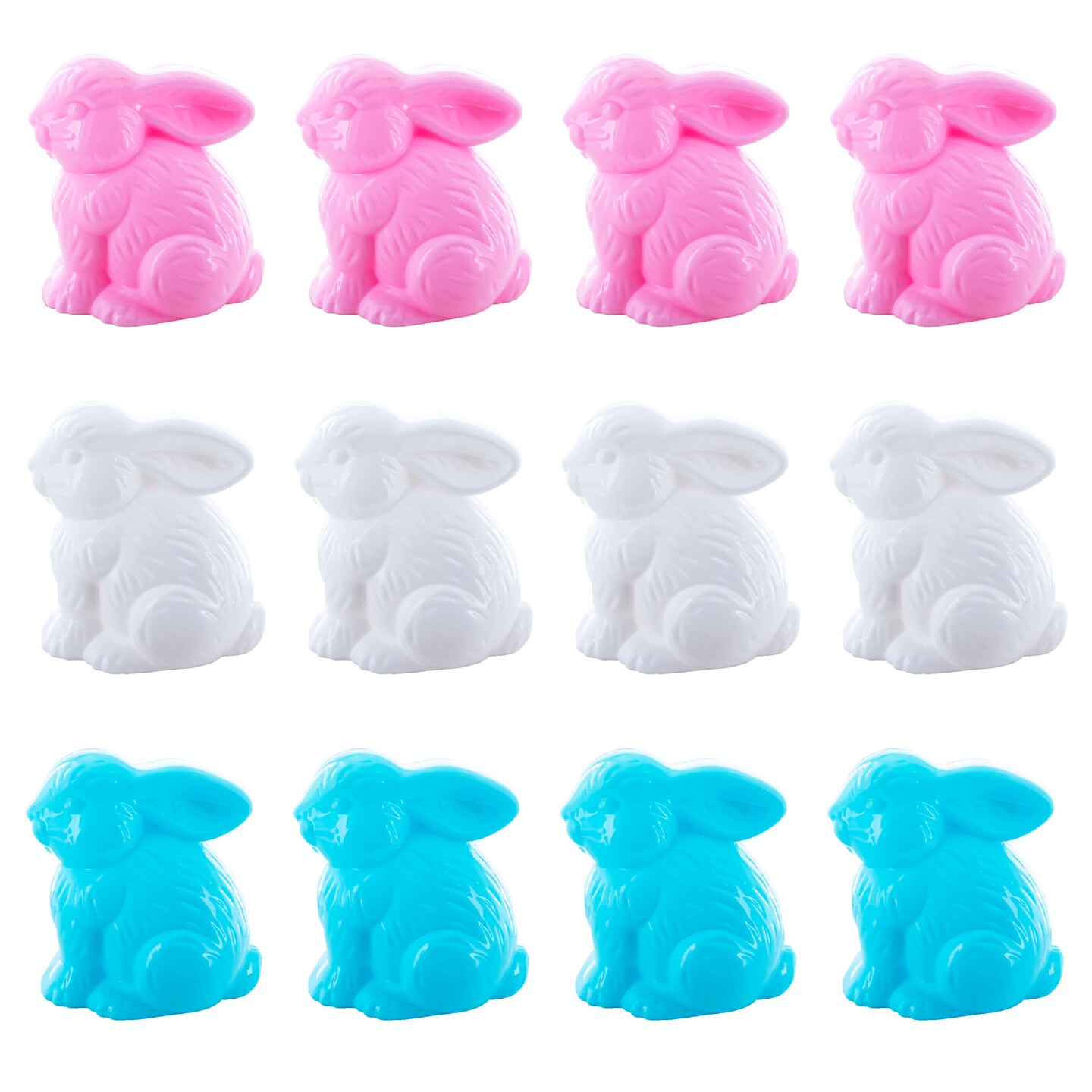 Set of 12 Multicolored Bunnies Fillable Plastic Easter Eggs