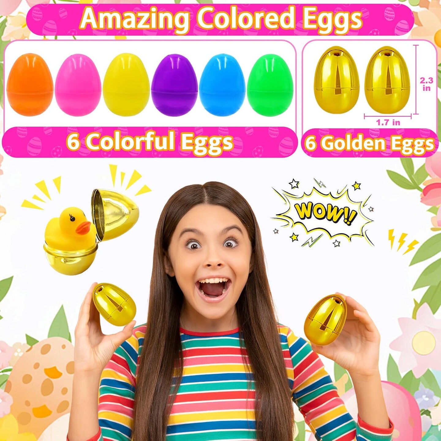 50 Pack Prefilled Easter Eggs with Assorted Toys, Easter Basket Stuffers for Kid Toddler Teens Boys Girls Easter Egg Hunt Filling Treats Easter Basket Stuffers