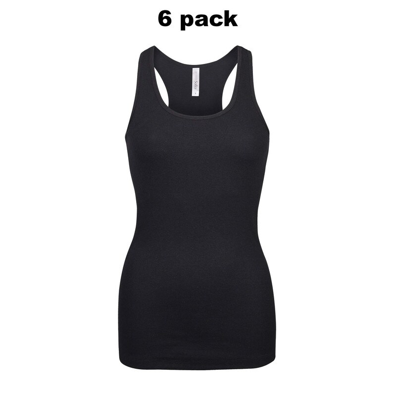 Ladies Cotton Ribbed Knit Racerback Tank Top