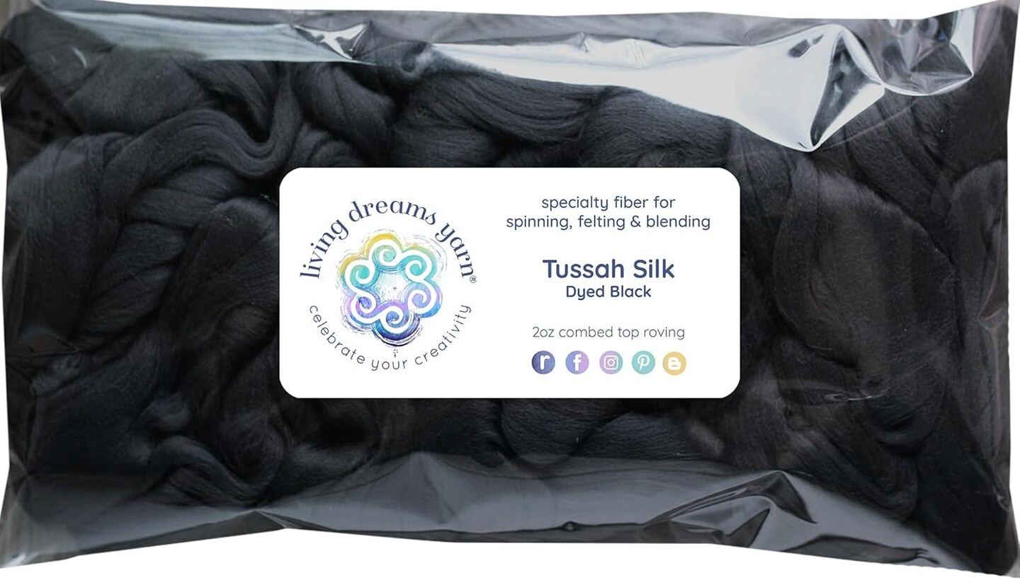 2oz Tussah Silk Fiber: Premium Grade Glossy Combed Top Roving. Hand Spinning, Blending, Felting, Dyeing, Paper & Soap Making.