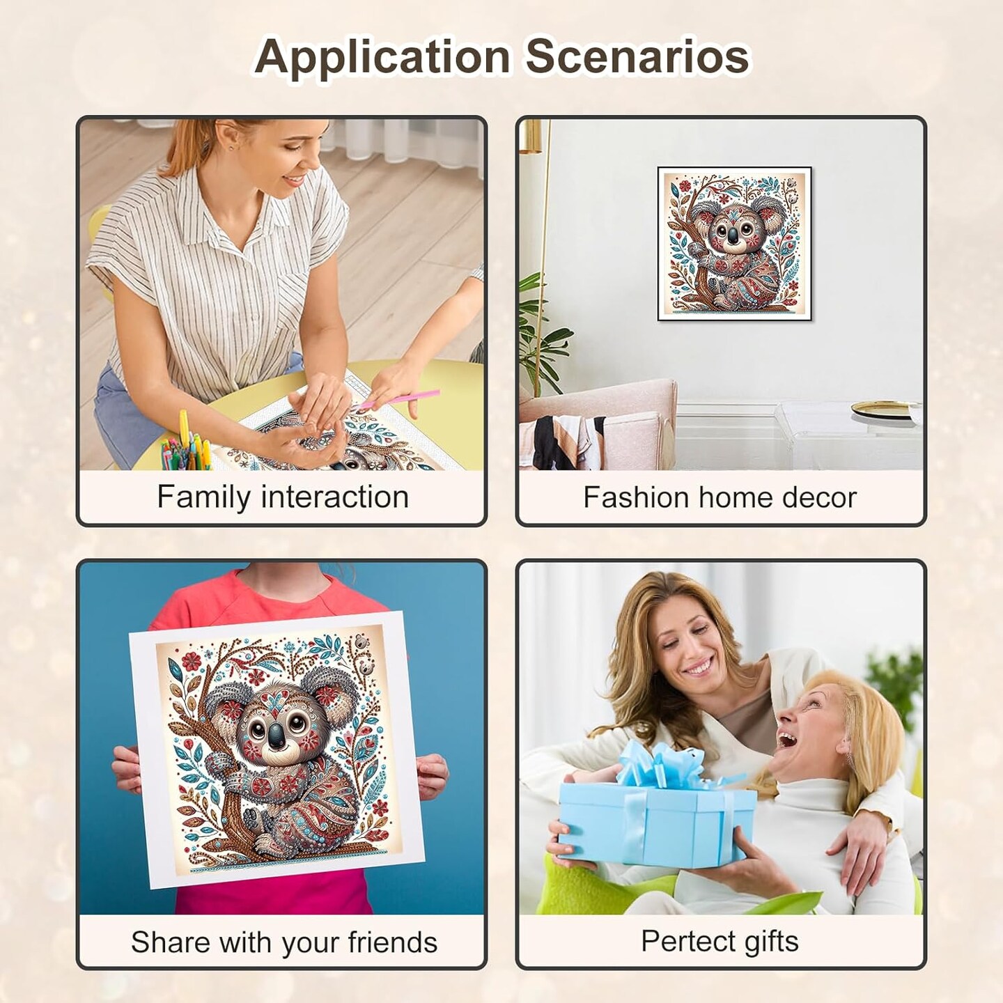 Diamond Painting Kits for Adults Koala, 5D Special Shape Diamond Art Kits for Beginners, Crystal Rhinestones Diamond Painting for Home Wall Decoration Gift 12&#xD7;12inch, Animal