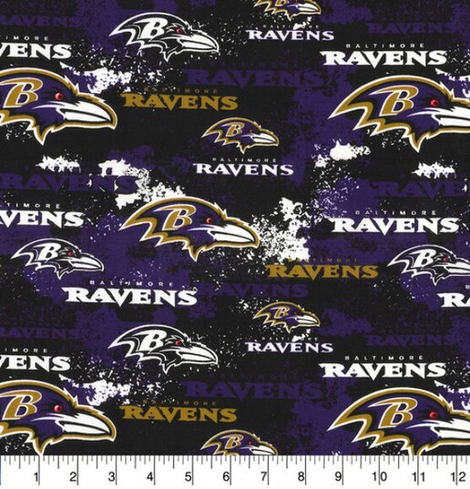 Licensed NFL Baltimore Ravens Distressed Cotton 70100-D Fabric by the Yard