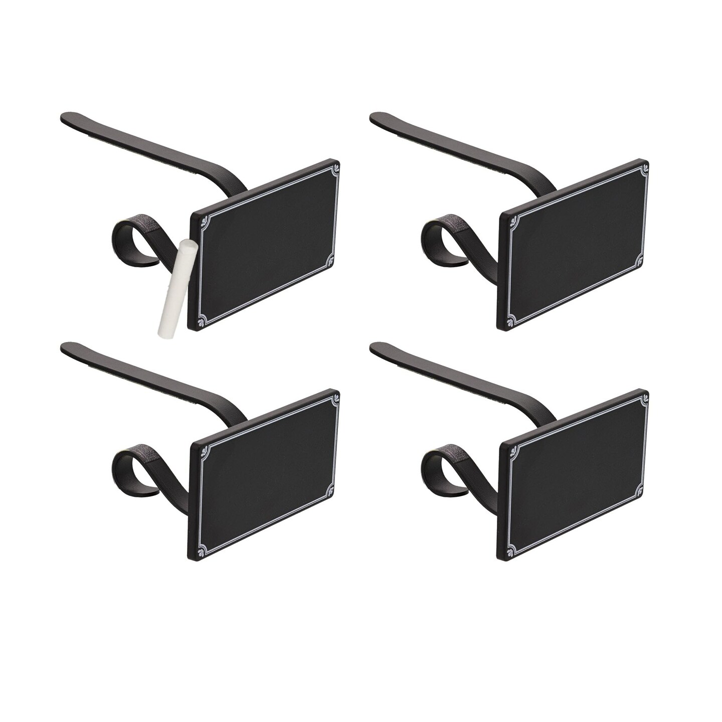 Haute Decor The Original MantleClip� Stocking Holder with Chalkboard Icons 4-Pack (Black) - Personalize Your Christmas Stocking Hangers with Names