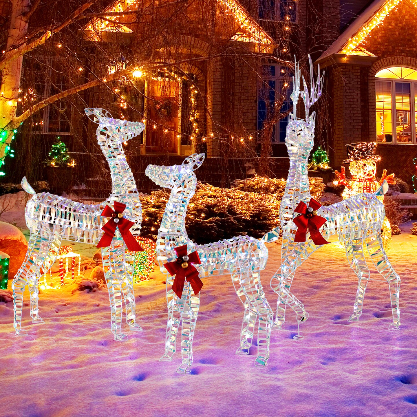3-Piece Large Lighted Christmas Reindeer Family