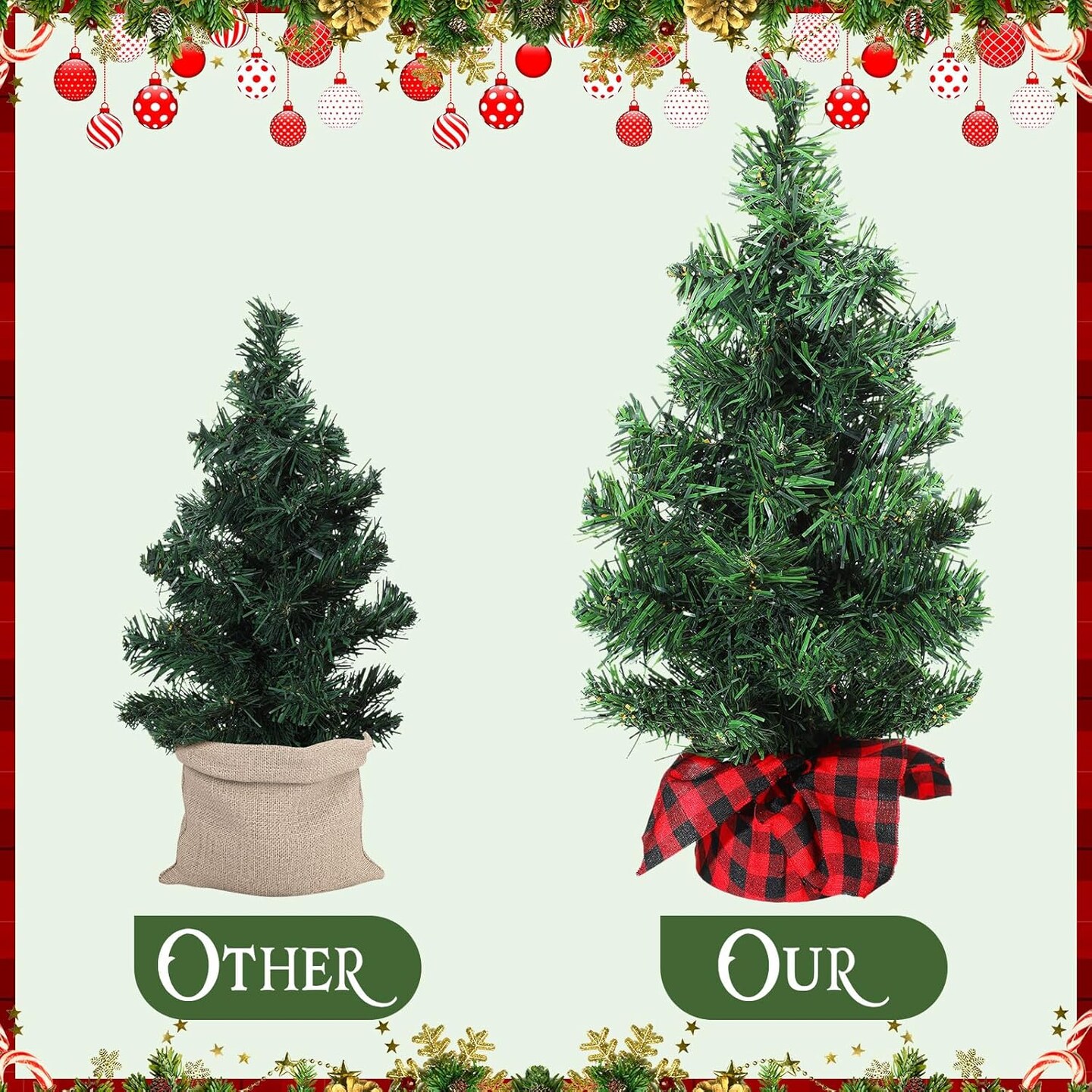 12 Pcs Mini Artificial Christmas Tree(Green)17.64 x 13.5 x 5.51 inches