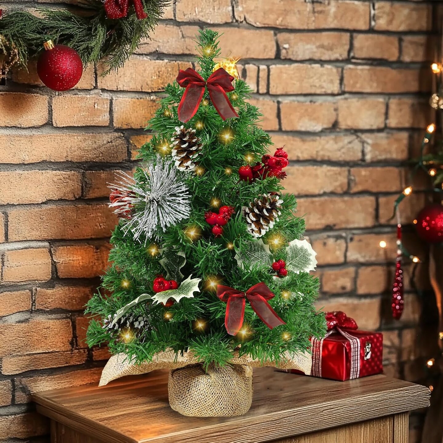 Lighted Mini Christmas Tree(Multicolor)10.5&#x22;D x 10.5&#x22;W x 20&#x22;H