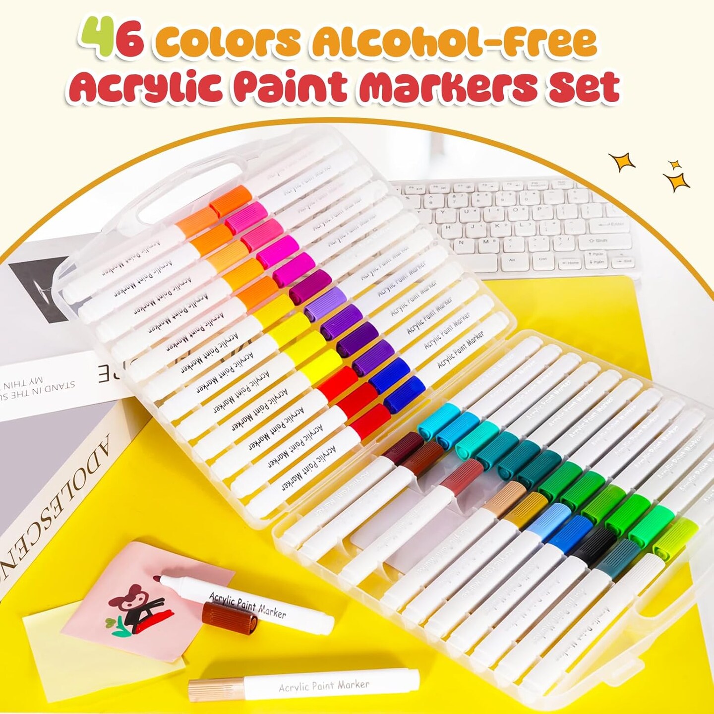 48 Colors Alcohol-Free Acrylic Paint Markers