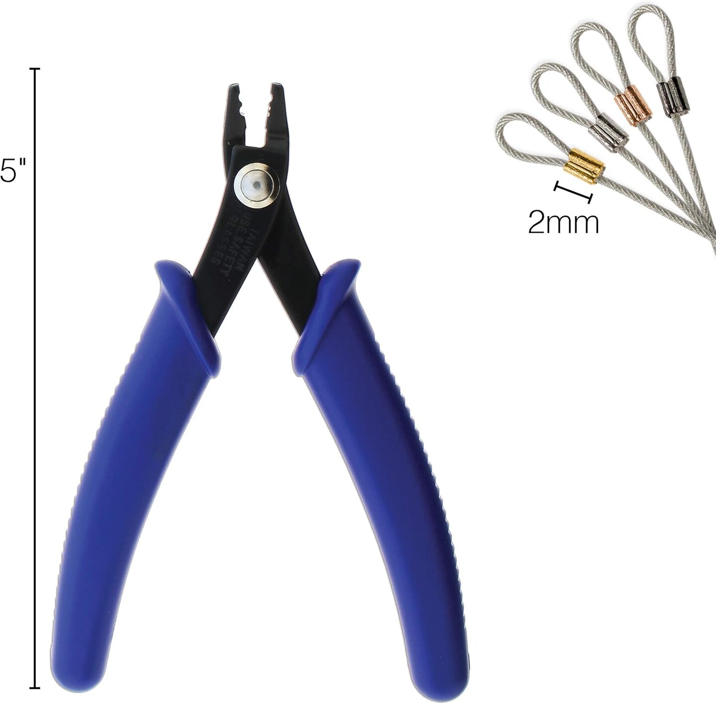 The Beadsmith Crimping Set, Crimp Forming Pliers 5-1/8" and 500 Crimp Tubes, 2x2mm in Assorted Colors, Creates Smooth, Rounded Crimps Every Time, No Sharp Edges
