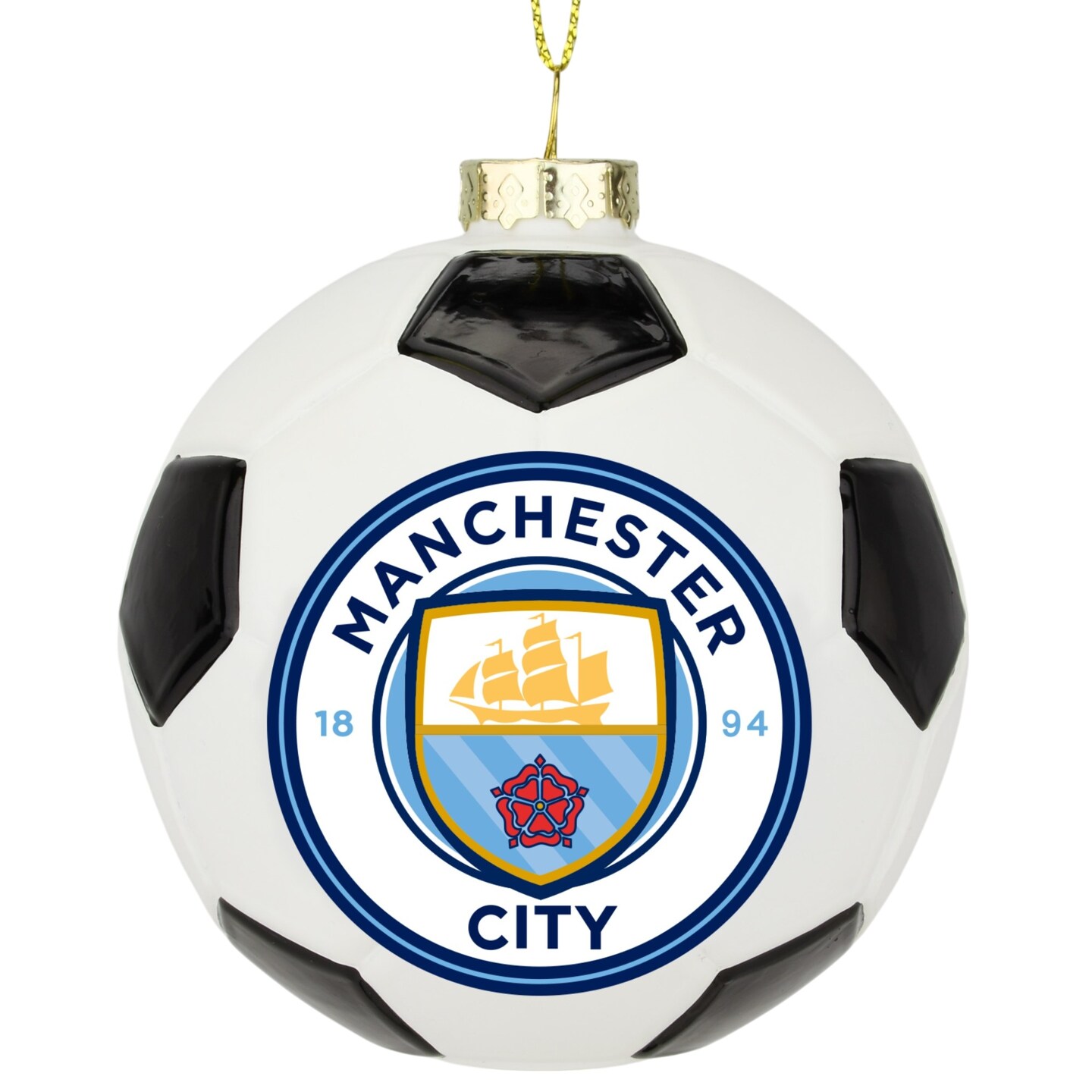 Tree Buddees x Manchester City F.C. Official Football Club Bauble Limited Edition Christmas Ornament - Glass Soccer Ball