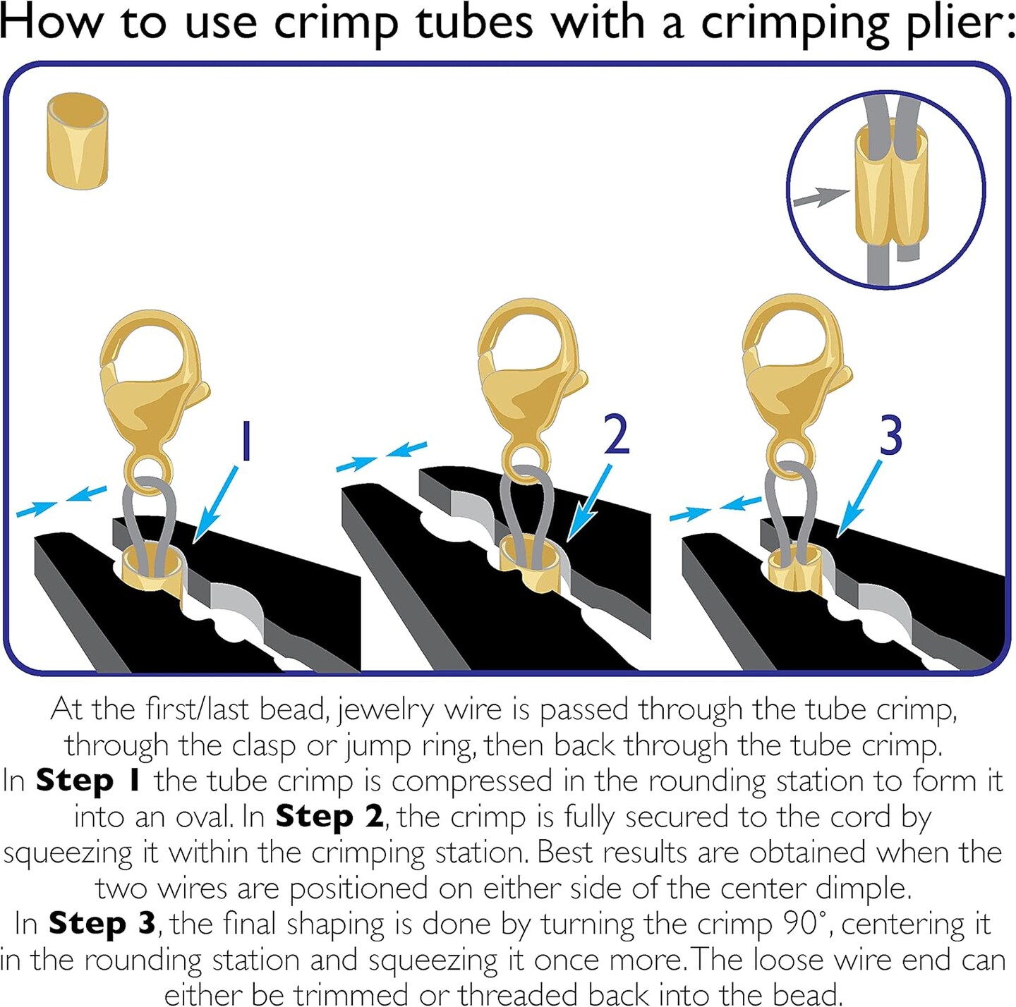 The Beadsmith Tube Crimp Beads, 2 x 2mm, 100 Pieces, Copper Color, Uniform Cylindrical Shape, No Sharp Edges, Designed to Secure The Ends of Jewelry Stringing Wires and Cables