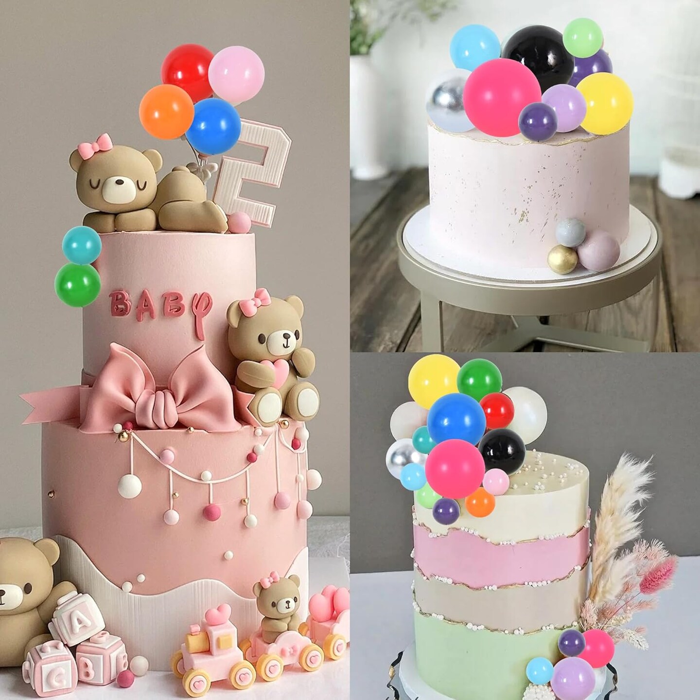 20-Pack Orange Mini Ball Cake Toppers – Foam Cake Balls for Birthday, Wedding, Baby Shower, Fall & Thanksgiving Cake Decorations