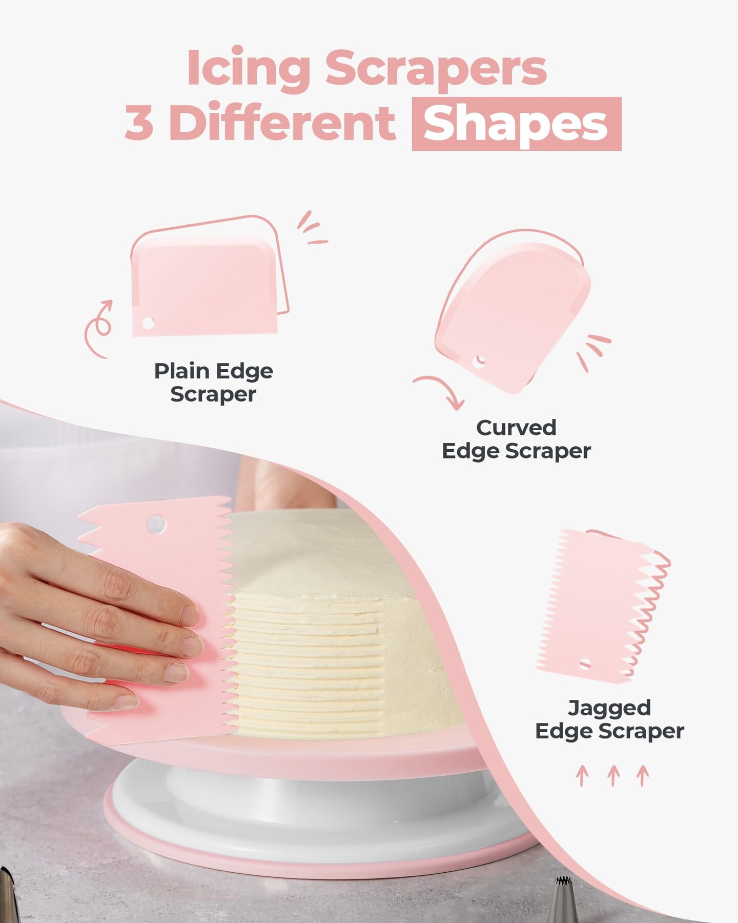 158PCs Cake Decorating Kit, Baking Supplies Tools - Includes Cake Stand Turntable, 64 Icing Piping Tips Set, 2 Frosting Spatulas, 3 Scrapers, 50+2 Pastry Bags, Coupler, Video Tutorial, Booklet