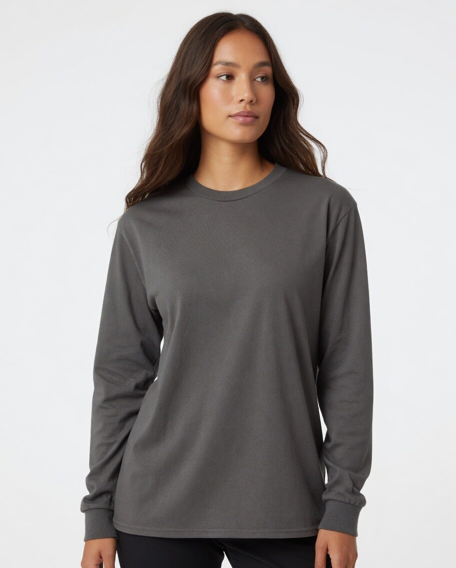 Gildan Heavy Cotton Long Sleeve Crewneck T-Shirt for Layering & Custom Printing 100% U.S. Cotton Tee