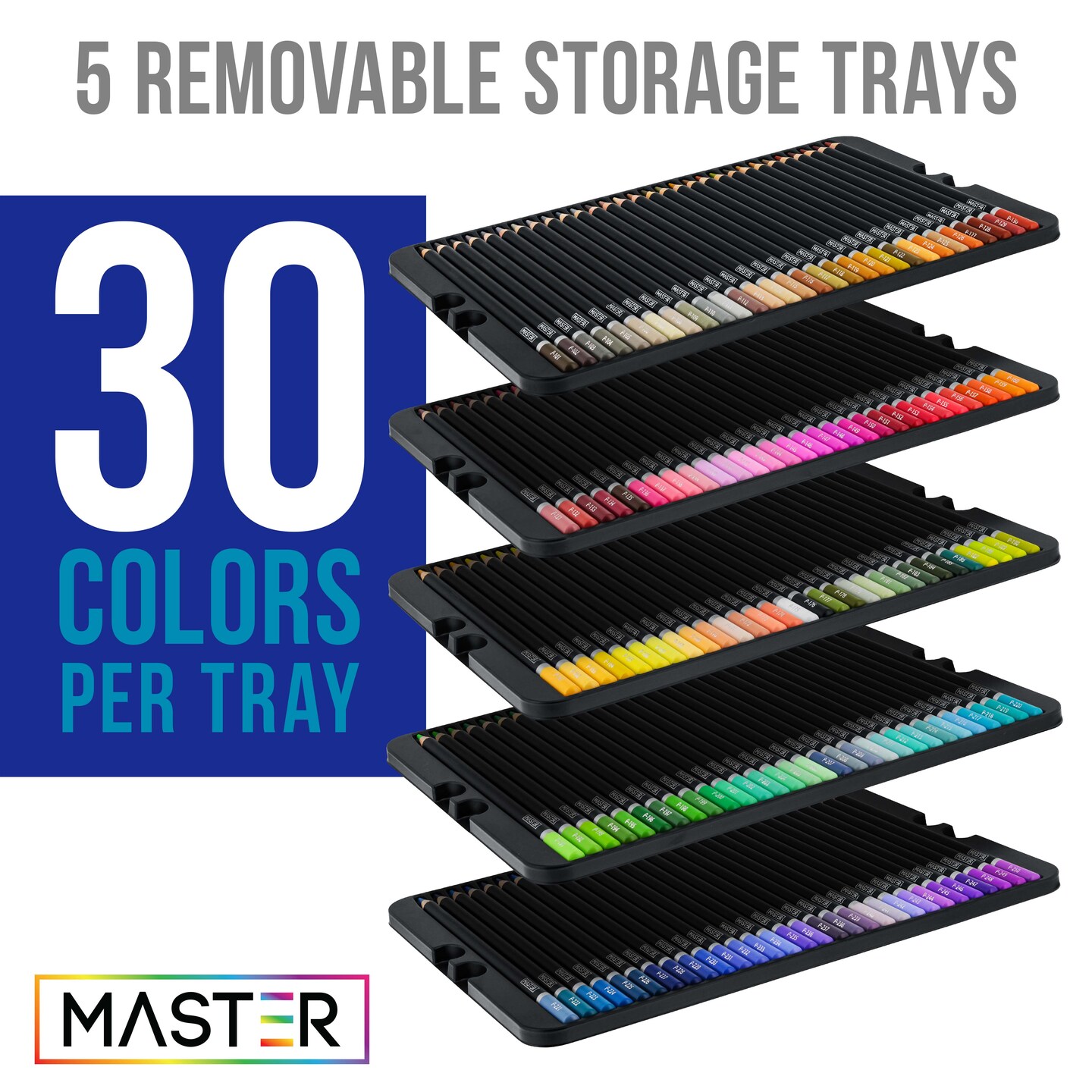 Master 150 Colored Pencil Mega Tin Set with Premium Soft Thick Core Vibrant Color Leads with 2 Packs 9&#x22; x 12&#x22; Sketch Pads Drawing Paper - Artist Art