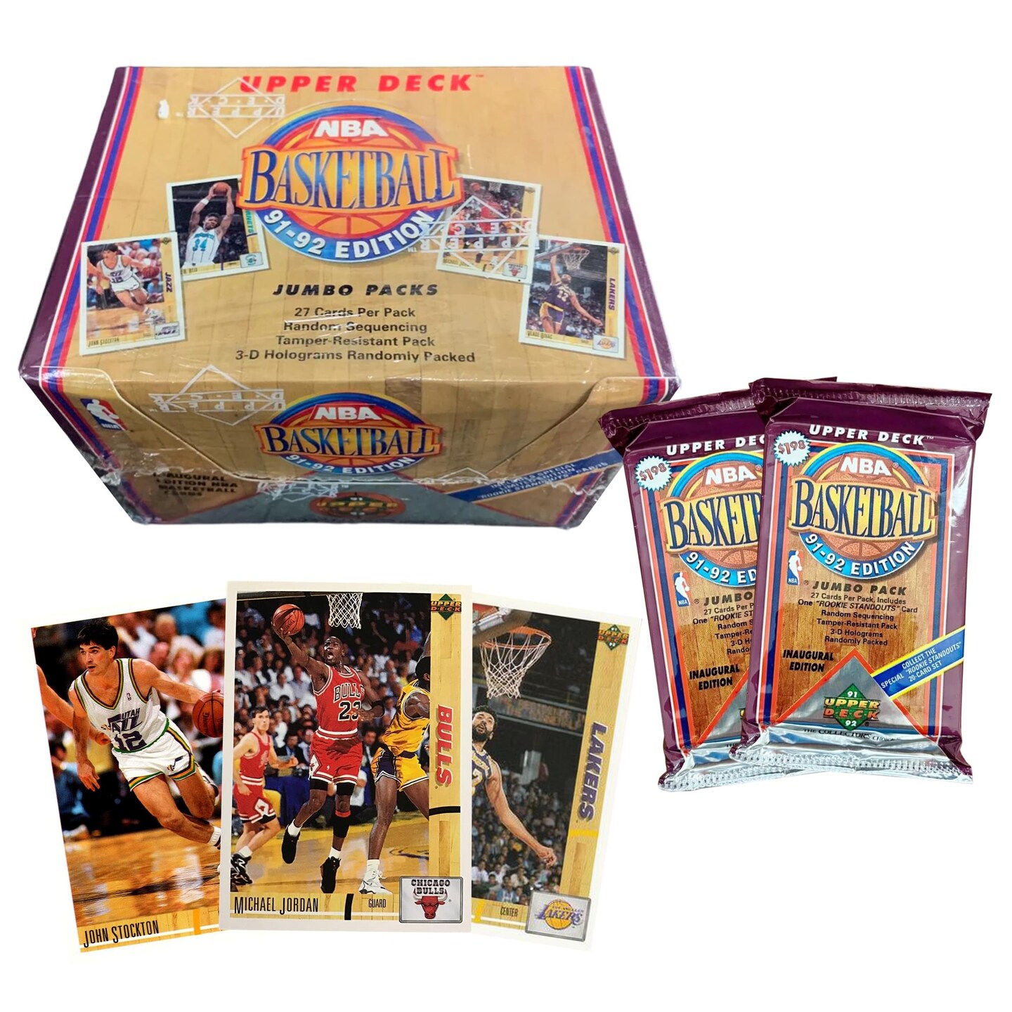 NBA 1991-92 Upper Deck Basketball Low Series Sealed Jumbo Box | 20 Packs