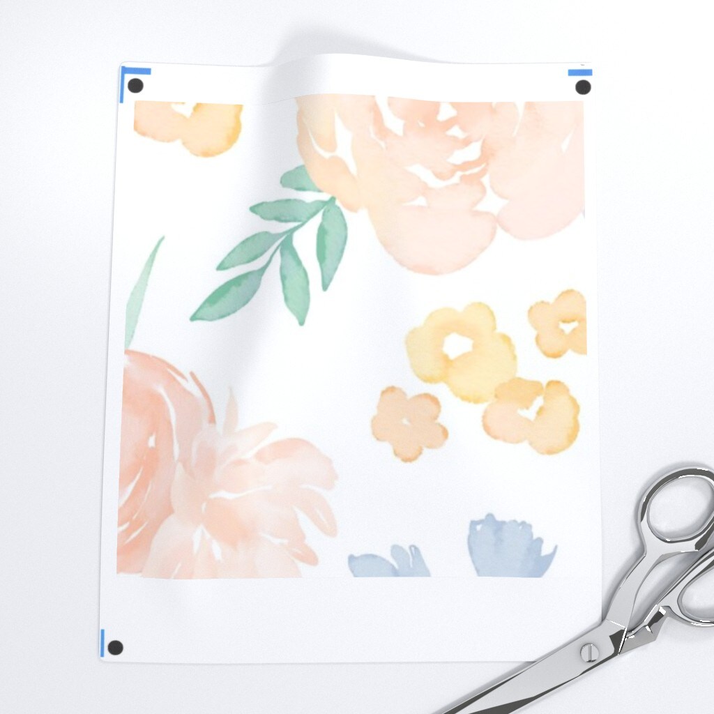 Watercolor Floral Pink Yellow Roses Flowers Medium Scale Custom Pre-pasted Wallpaper by Spoonflower Pre-Pasted Wallpaper 2FT Wide