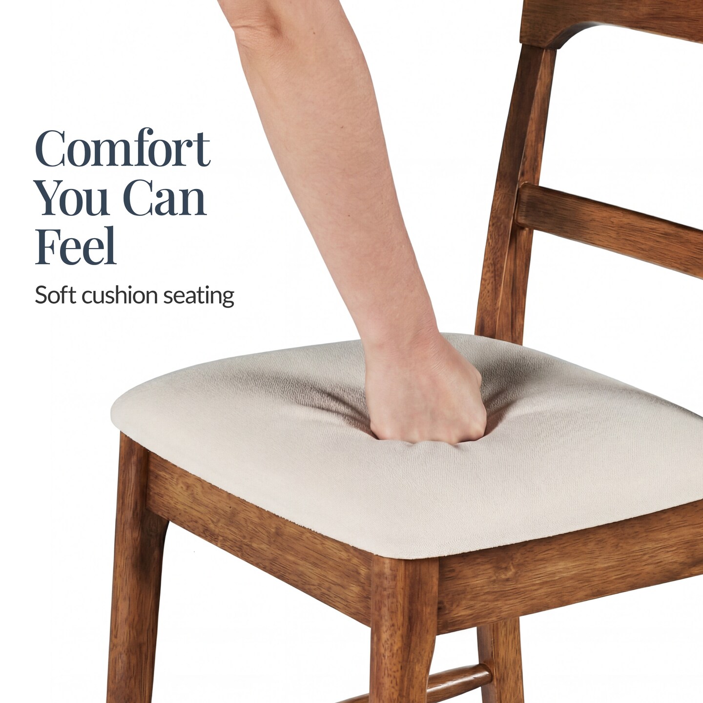 Best Choice Products Counter-Height Farmhouse Stools, Solid Wood w/ Cushion & Backrest, Set of 2