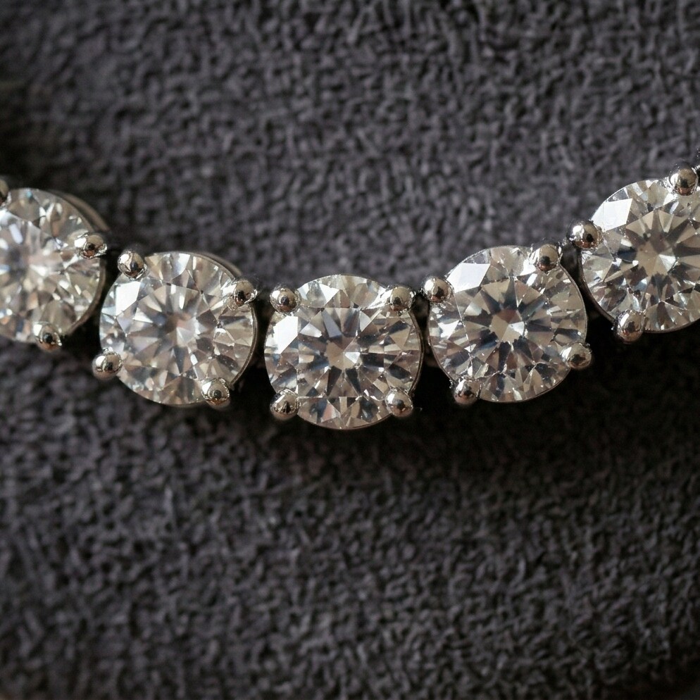White Gold 20 Carat Natural Diamond Tennis Necklace for Women