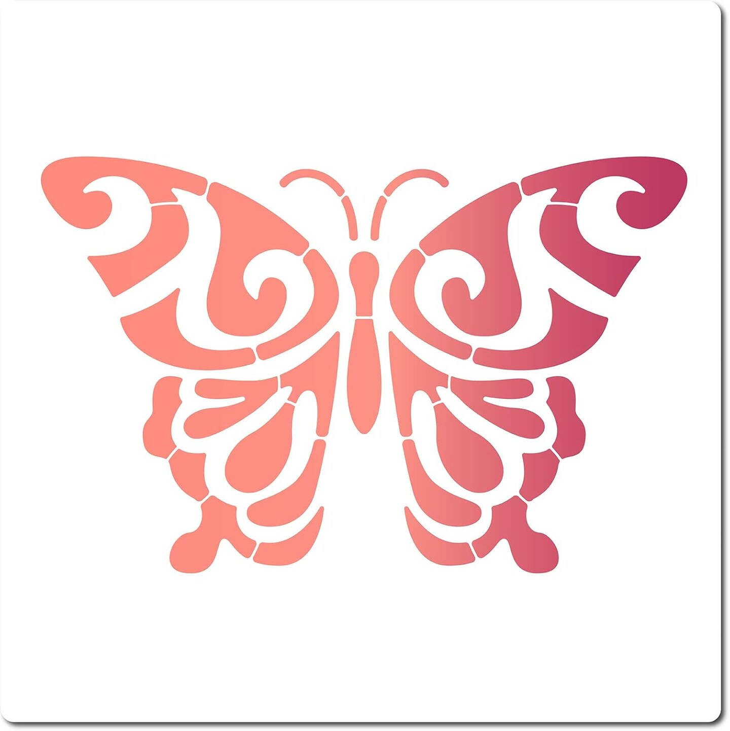 12"x12" Butterfly Mandala Stencil – Reusable Plastic Template for Painting on Wall, Wood, Fabric, Tile, Canvas, Crafts & DIY Home Decor