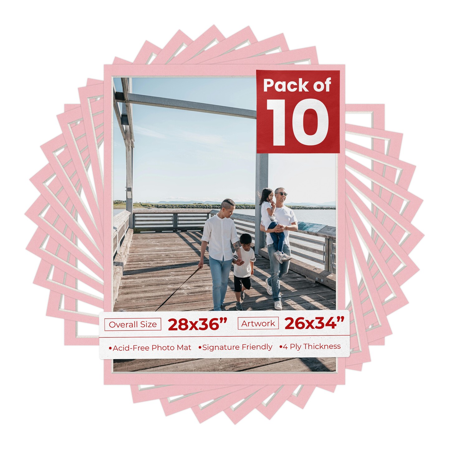 Soft Pink Mat Board for 28x36 Frames - Fits 26x34 Photos, Color: Pink ...