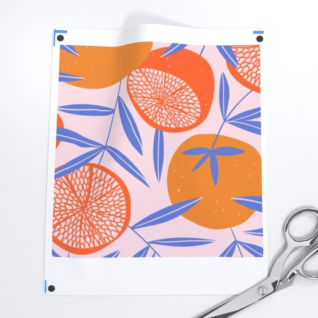Bright Citrus Orange Tropical Vector Art Hand-Drawn Tangerine Custom Removable Wallpaper by Spoonflower Peel & Stick Wallpaper 2FT Wide