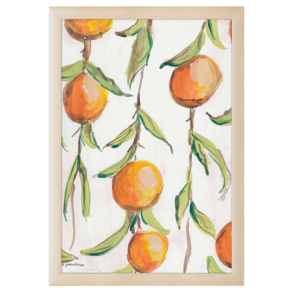 12" x 16" Orange Branch Framed Wall Art, Contemporary Kitchen Home Décor, Glass Facing and Hanging Hardware Included