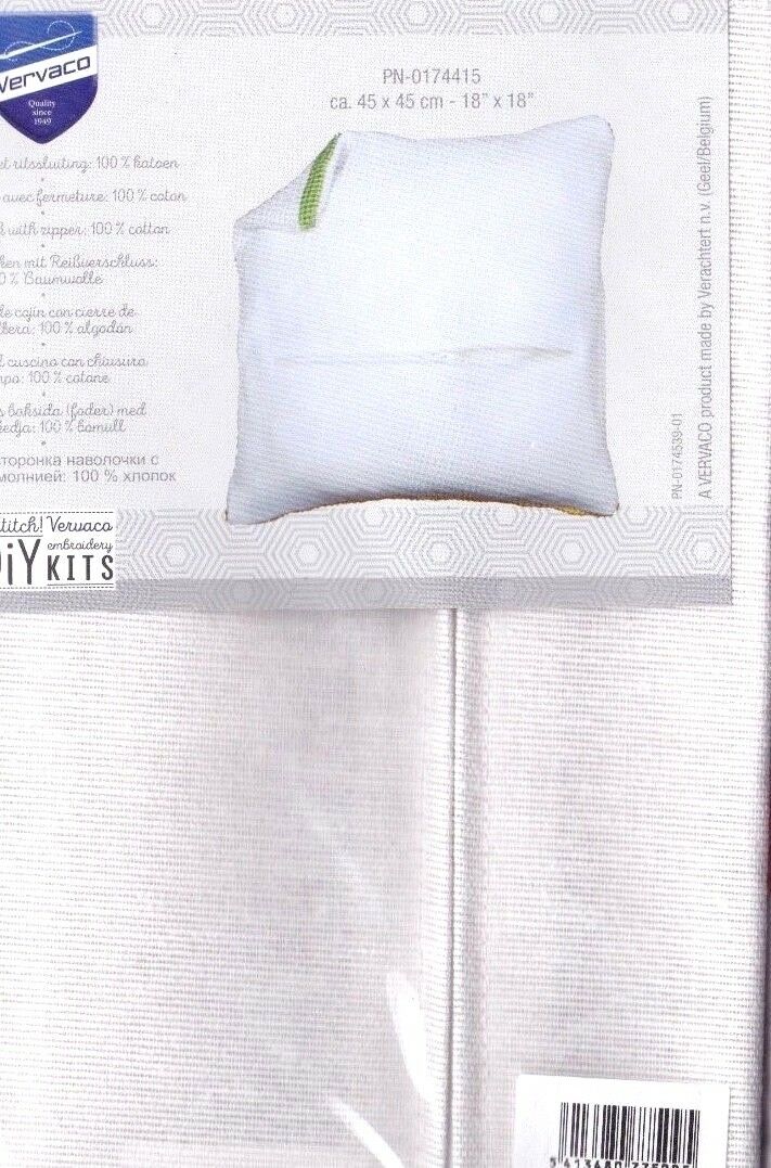 DIY Vervaco 16" Pillow Cushion Back w Zipper Finishing Kit White Color