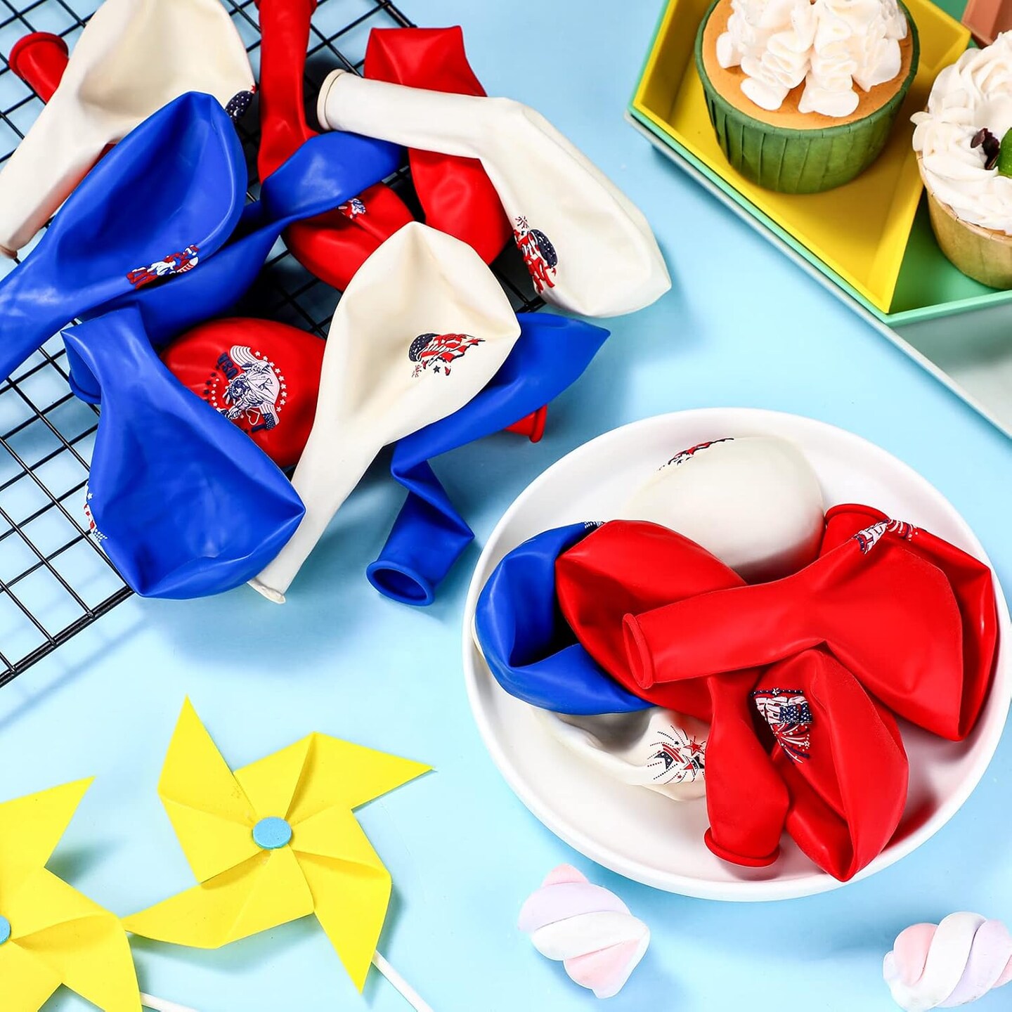 48-Piece 4th of July Patriotic Balloons – Red, White & Blue American Flag Party Decorations for Independence Day, Memorial Day & Patriotic Events