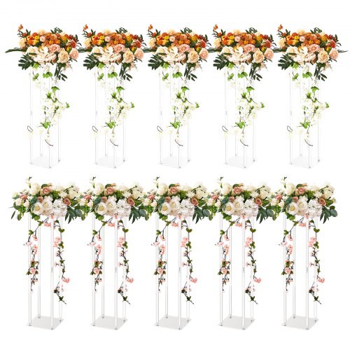 Wedding Flower Stand Acrylic 23.6in, Geometric Vase Column for T-Stage Decor