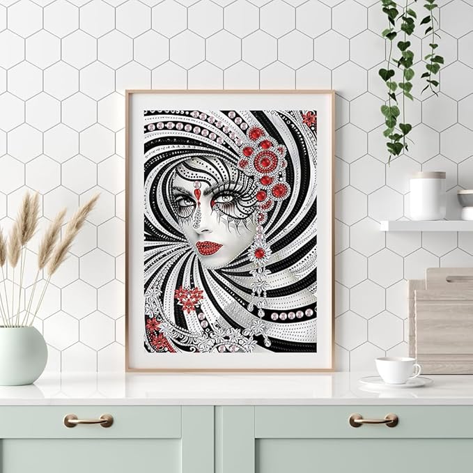 Diamond Painting Kits for Adults Lady, 5D Special Shape Diamond Art Kits for Beginners, Crystal Rhinestones Diamond Painting for Home Wall Decoration Gift 12×16inch