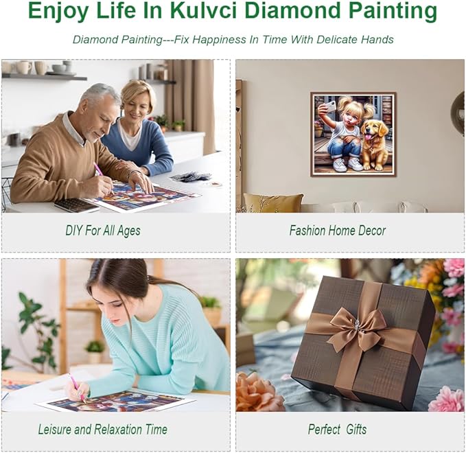 Diamond Painting Kits for Adults, Dog Diamond Art Kits for Beginners, 5D DIY Full Drill Gem Craft for Home Decor Gift 12x12inch