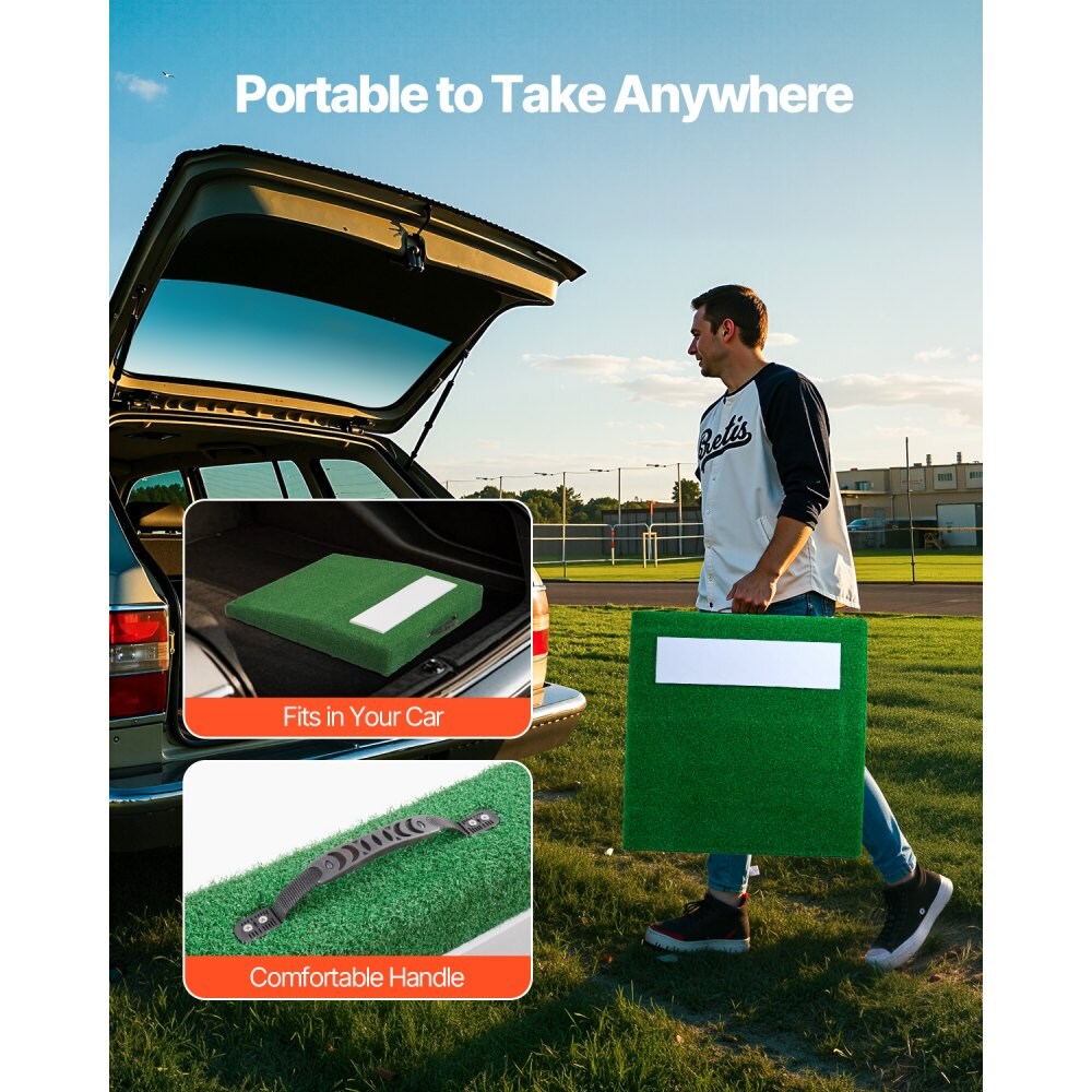 Baseball Pitcher's Mound 31 in, Portable Softball Training with Turf and Carry Handle