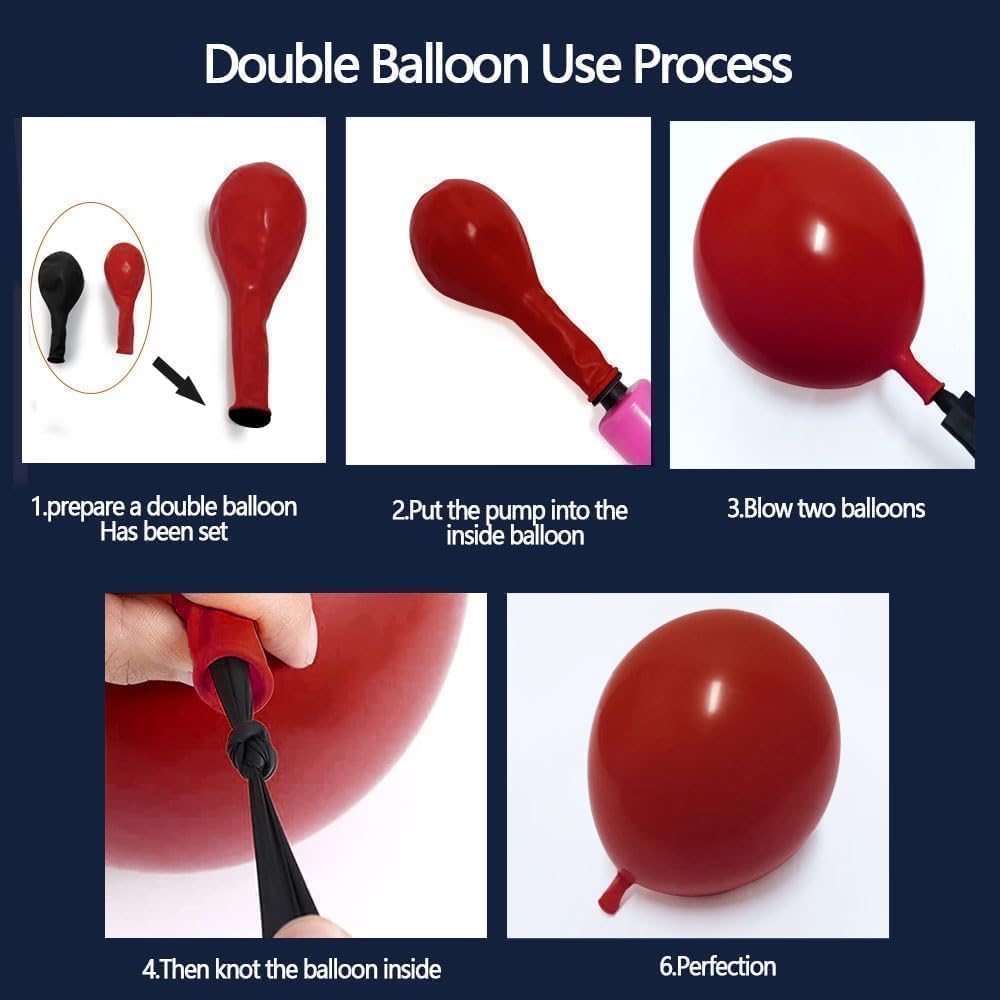 Latex Balloons Red, White & Blue Double Stuffed Balloon Arch Kit – Navy Blue, Ruby Red & Gold Garland for 4th of July, Birthday, Graduation, Veterans Day & Patriotic Parties