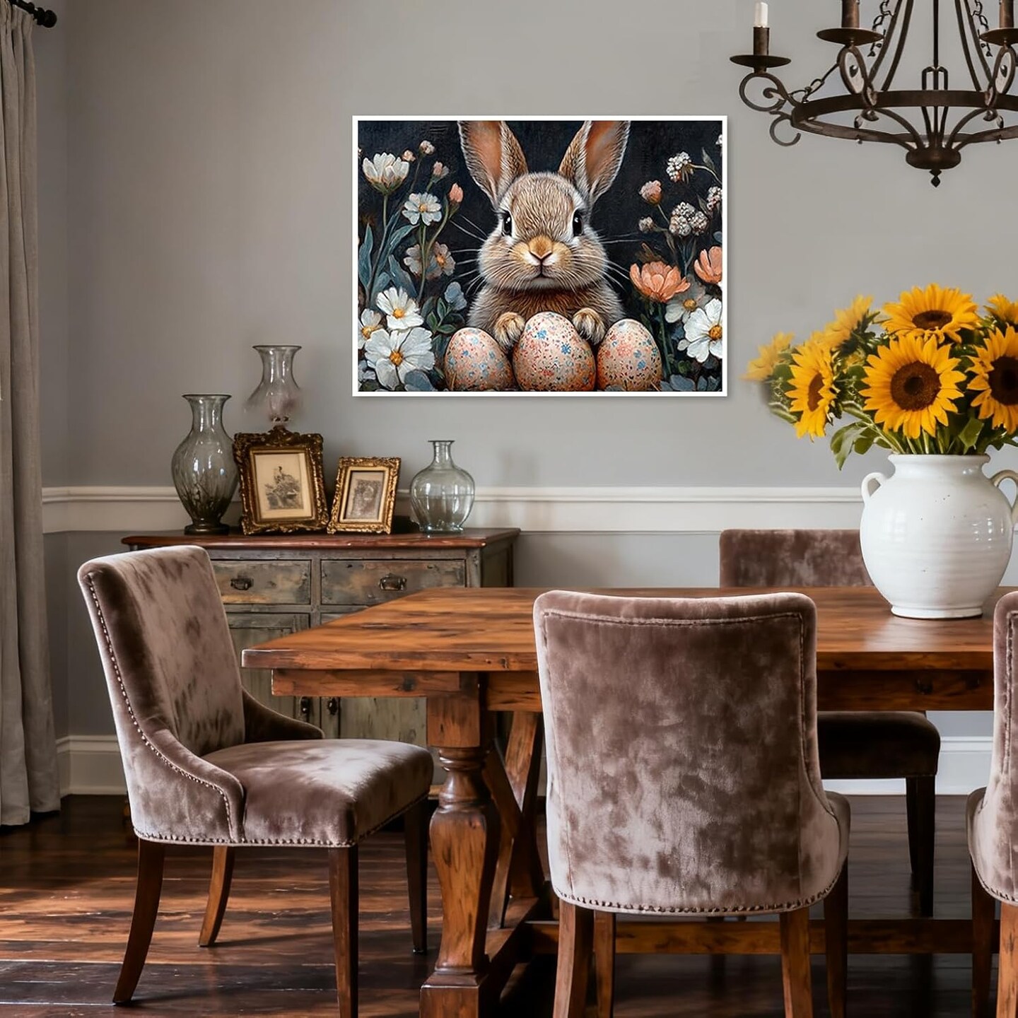 Rabbit Diamond Painting Kit for Adults – 5D Easter Egg DIY Full Drill Gem Art for Home Wall Decor 12×16 in