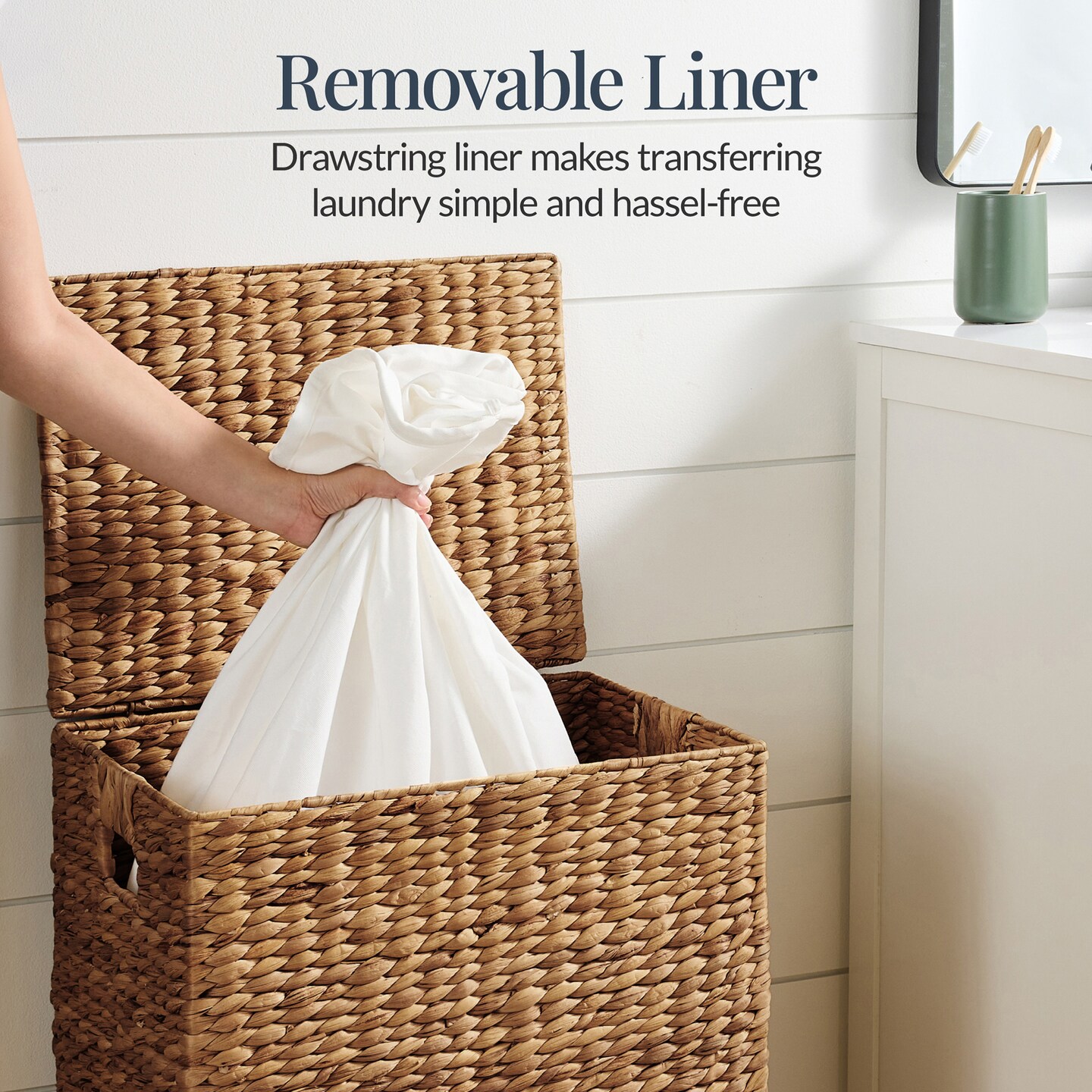 Best Choice Products Laundry Hamper w/ Lid, Handwoven Laundry Basket, w/ Removable Liner & Built-in Handles