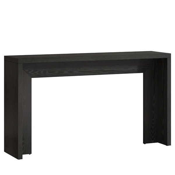 Farmhouse Entryway Console Table 55 Inch Sofa Table with Bottom Shelf Black