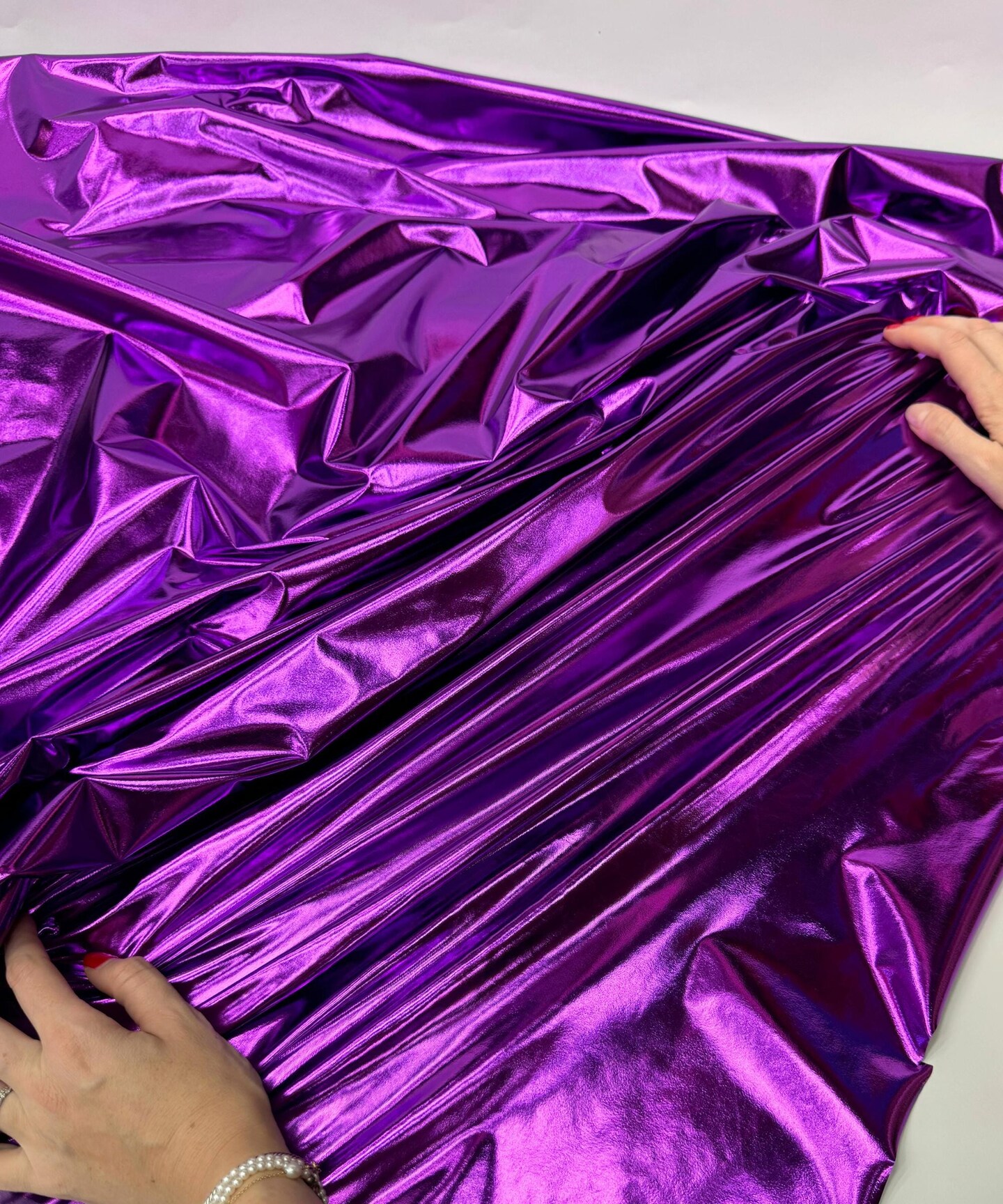 Purple Metallic Gold Foil Lamé Spandex Fabric by the Yard, 60" Wide 4-Way Stretch