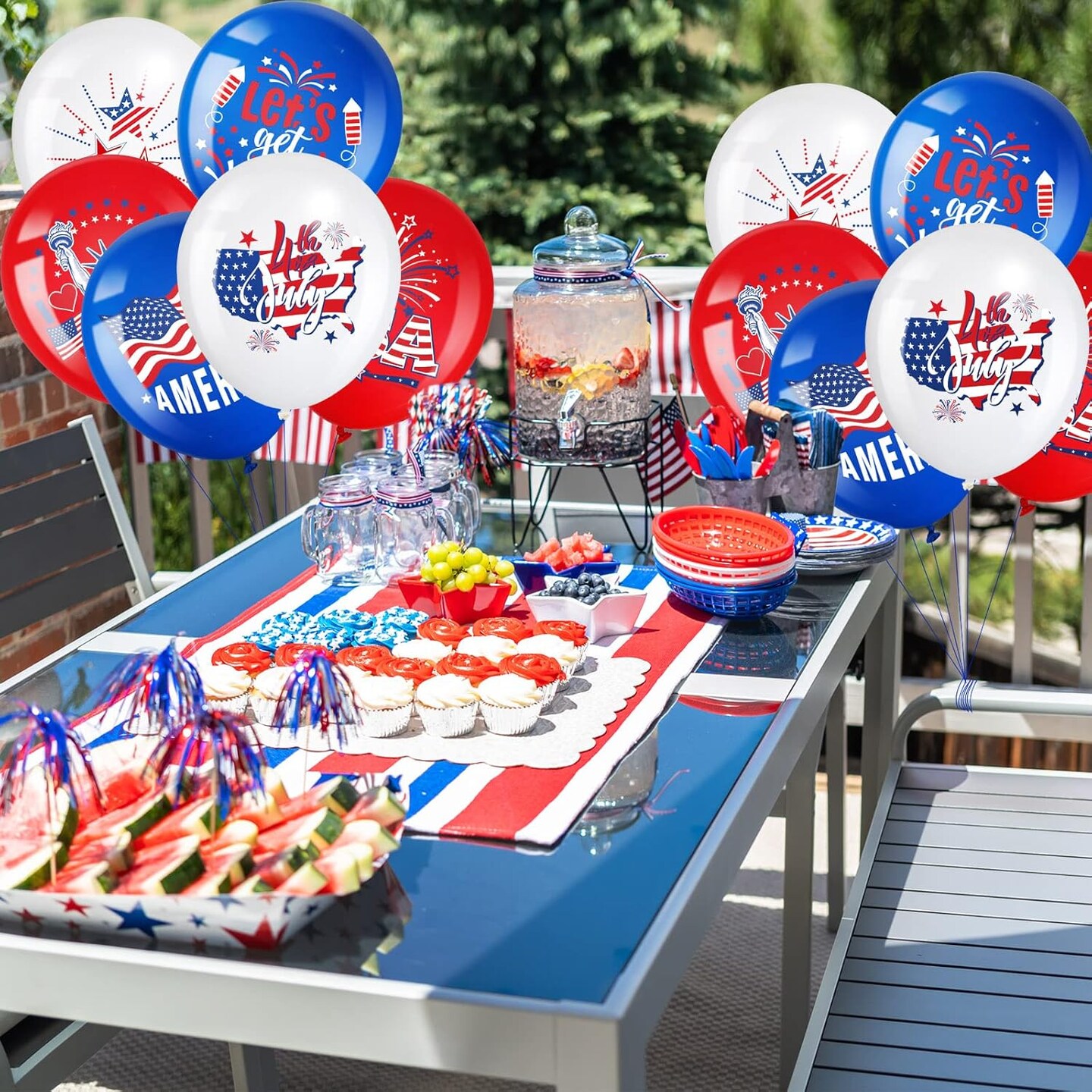 48-Piece 4th of July Patriotic Balloons – Red, White & Blue American Flag Party Decorations for Independence Day, Memorial Day & Patriotic Events