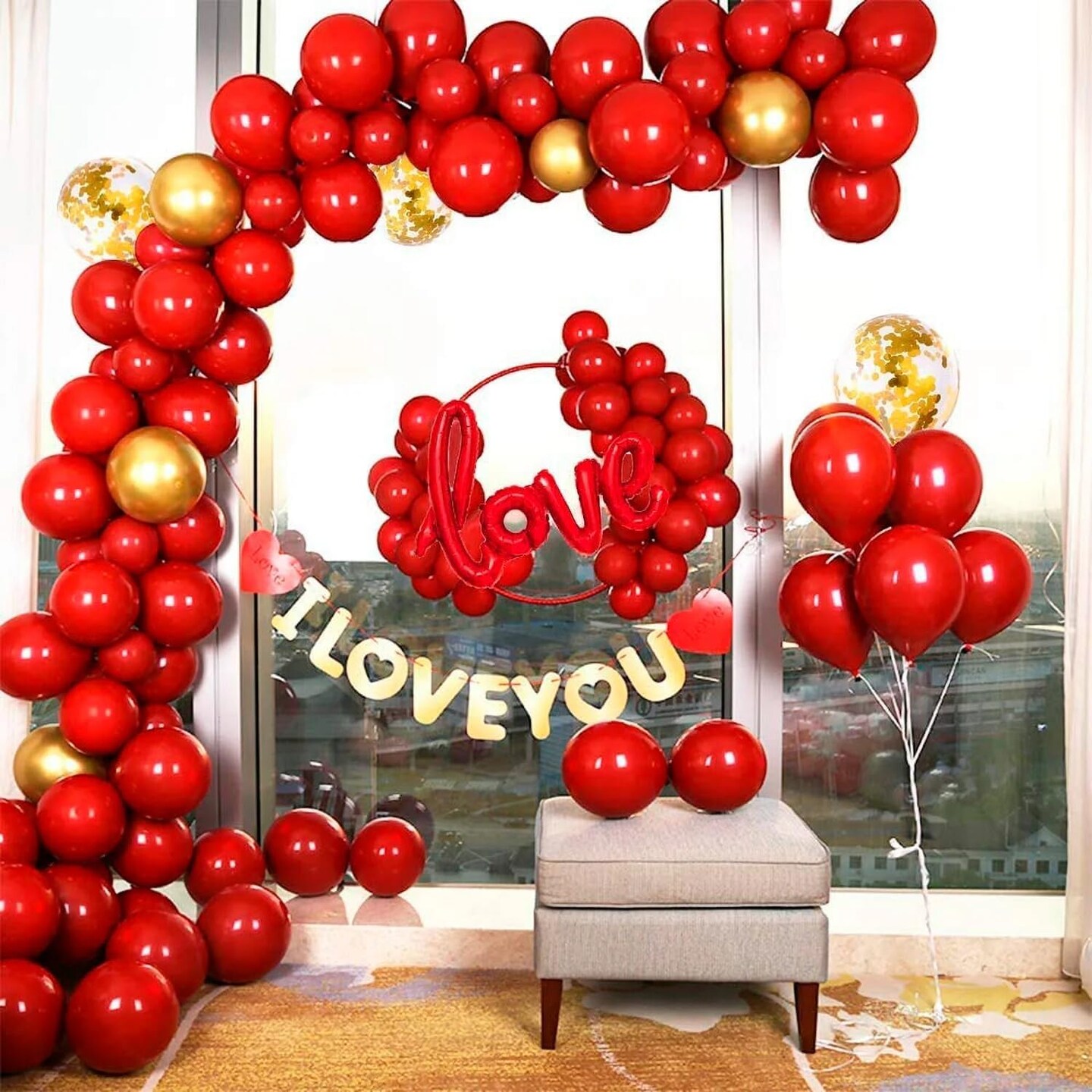 Red Balloons 50pcs 12 Inch Matte Red Latex Party Balloons for Valentines Day Casino Theme Wedding Birthday Patriotic Party Decorations