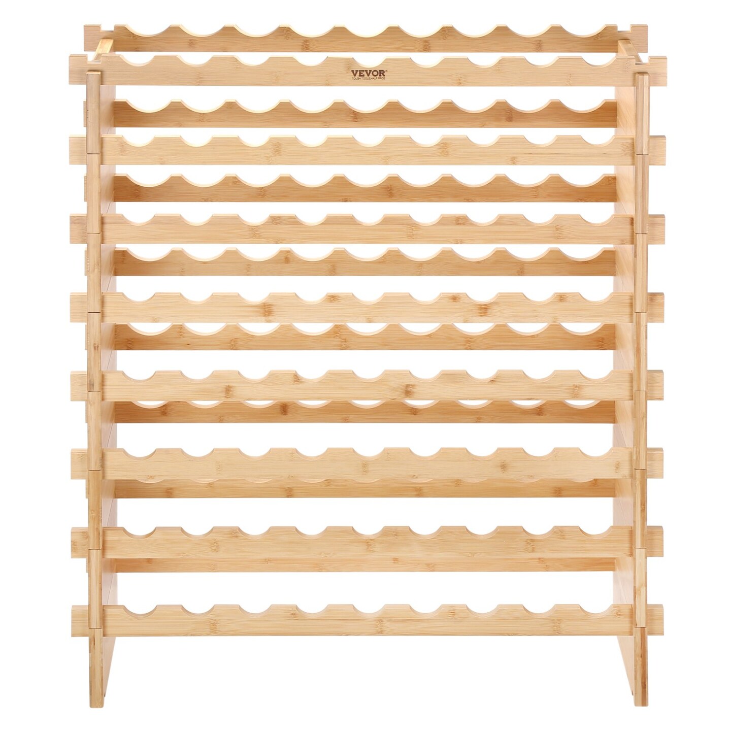 8-Tier Modular Wicker Wine Rack, 72-Bottle Wobble-Free Storage