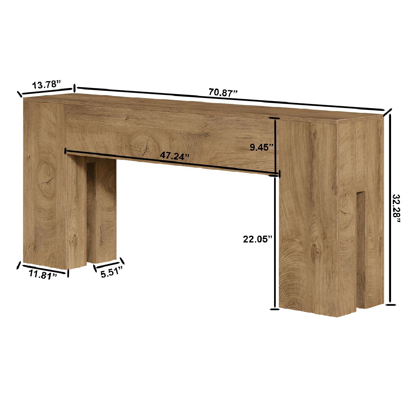 70.8" Sturdy Wooden Console Sofa Table for Hallway and Living Room