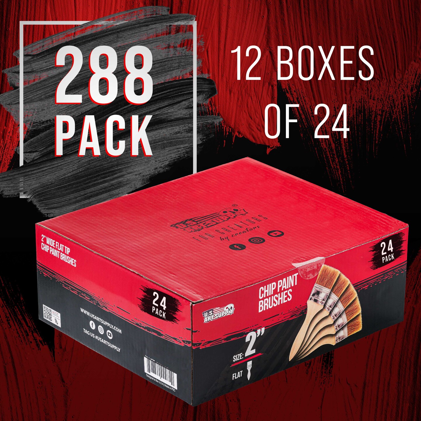 288 Pack of 2 inch Paint and Chip Paint Brushes for Paint, Stains, Varnishes, Glues, and Gesso